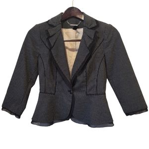 White House Black Market Blazer Cropped Pleated Collar Women Black Small